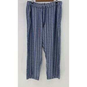 d a-sh Plus Size Striped Linen Blend Drawstring Waist Pants‎ 1X Coastal Boho